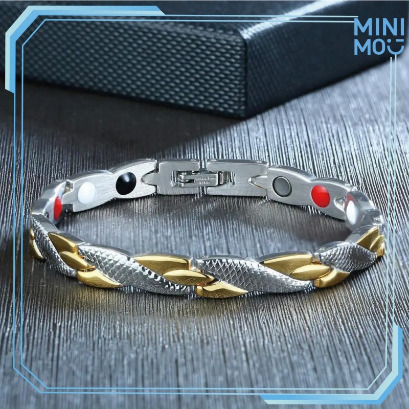 Gelang Magnetik Kesehatan Motif Naga Paduan Seng Untuk Pria Dan Wanita Fashion Perhiasan Warna Silve