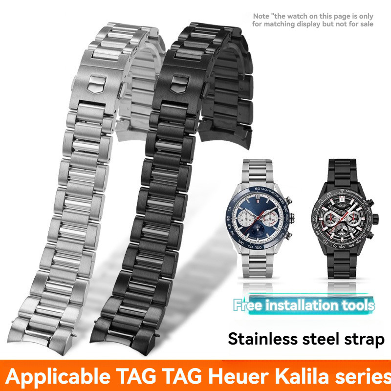 22 24mm Solid steel exquisite silver black fine workmanship metal strap watband For TAG Heuer Super 