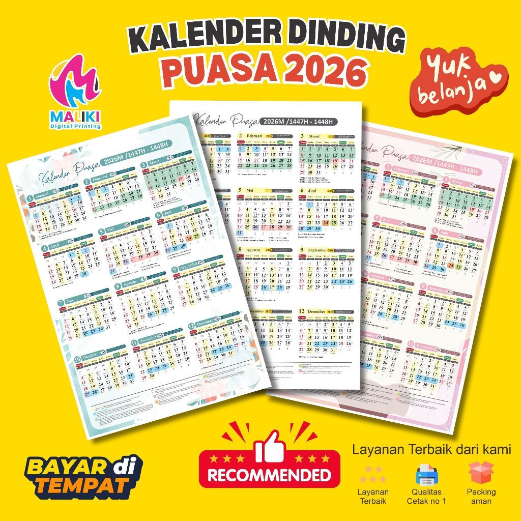 Kalender Dinding Puasa 2026 A3+ Art Cartoon
