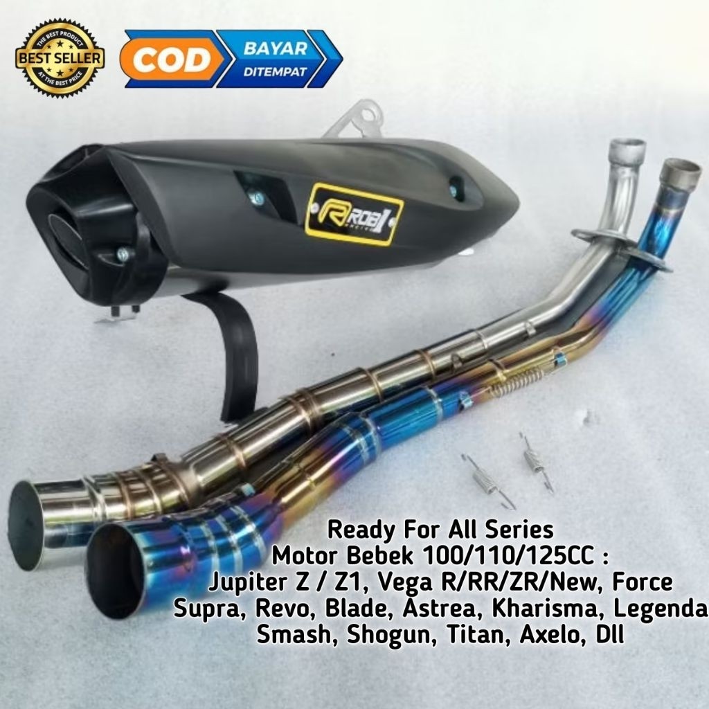 Knalpot Standar Racing Rob1 Leher Bluemoon Jupiter Z Z1 Vega R RR ZR Supra Revo Smash Shogun 110 125
