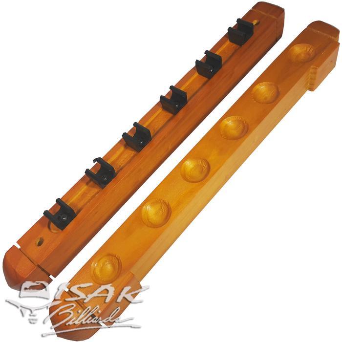 Madurasa5 Wall Cue Rack Import - Rak Stick Dinding Kayu - Hold 6 PC Billiard Cue