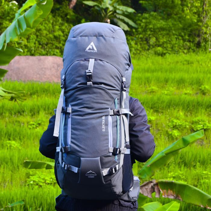 TAS GUNUNG 60L/TAS CARRIER60L/TAS MENDAKI/TAS GUNUNG PRIA/ Uniseks Cepat Kering Ransel - ABU, 60L
