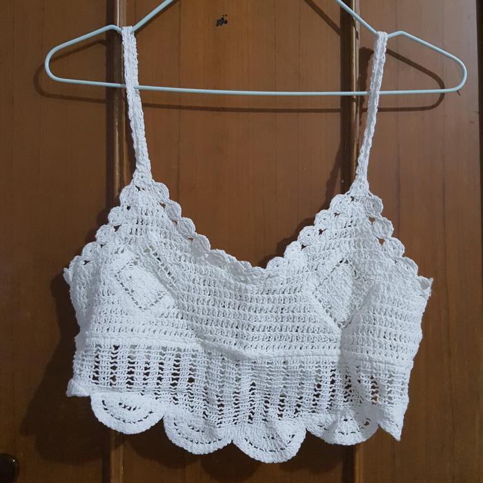 rompi rajut crop top wanita