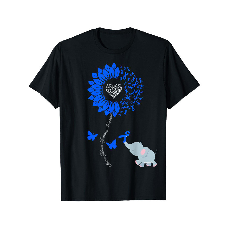 Kaos Kesadaran Sindrom Stevens-Johnson - Desain Bunga Matahari, Gajah & Kupu-Kupu Biru, Katun Lembut