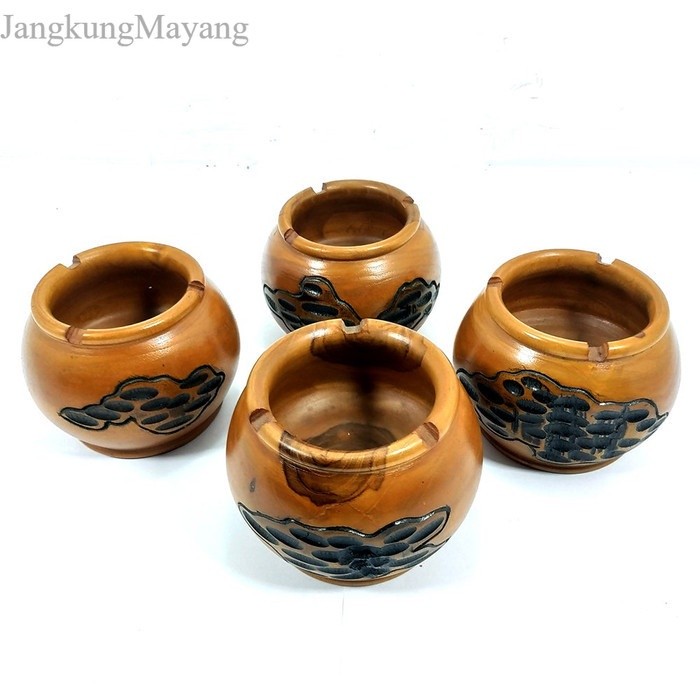 {Termurah} Asbak Rokok Unik Antik Model Gentong Kayu Jati Ukir Pahat murah
