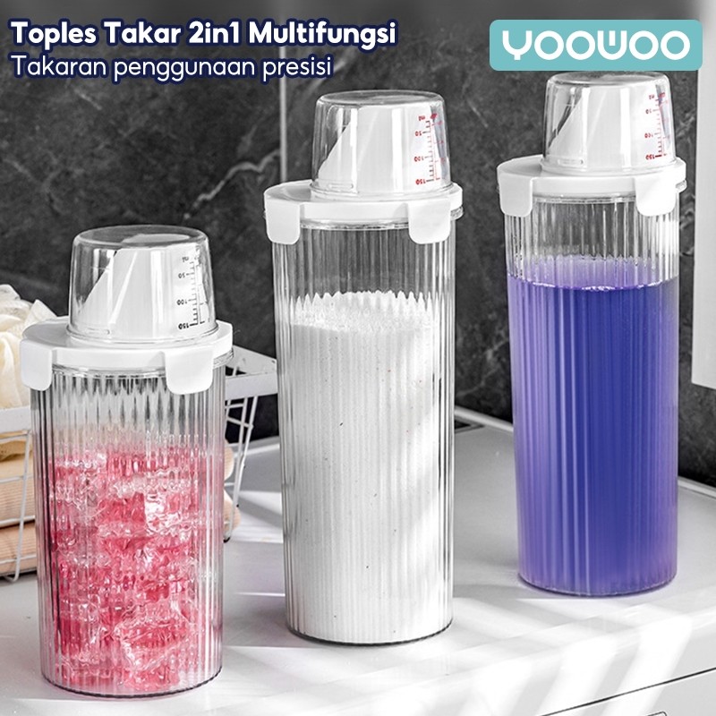 YooWoo Botol Penyimpanan Deterjen / Wadah Laundry Transparan / Toples Tebal / Tempat Sabun dan Pewan