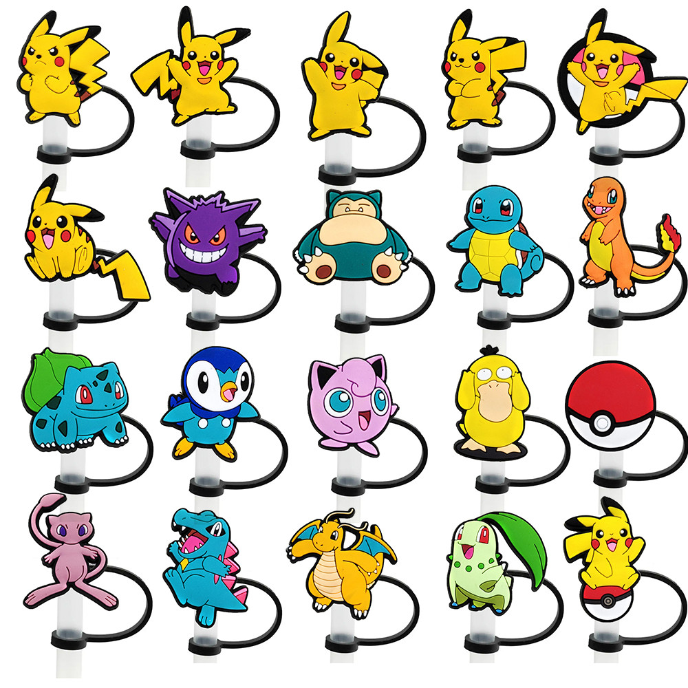 1-20PCS Cartoon Straw Cover Cap Japanese anime Drink Straw Plug Reusable Splash Proof Drinking Fit C