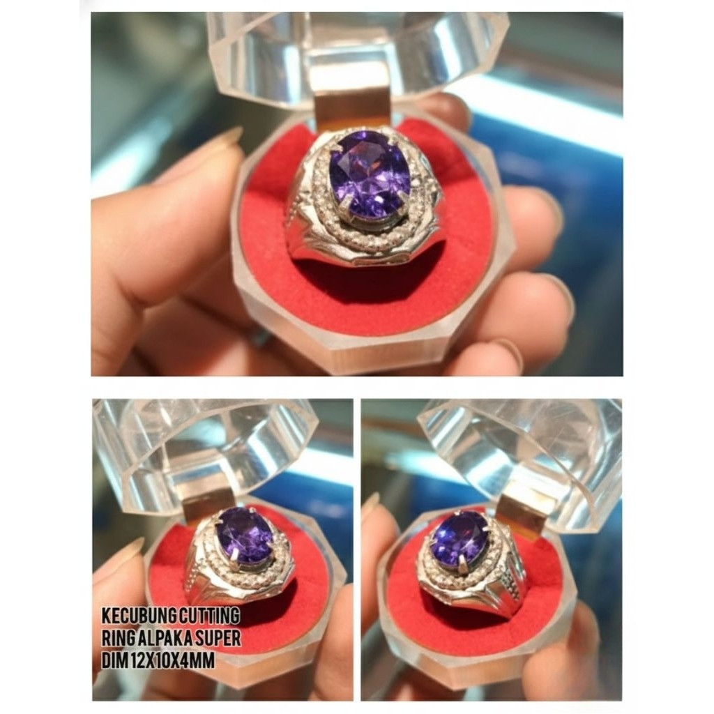 cincin permata kecubung cutting super