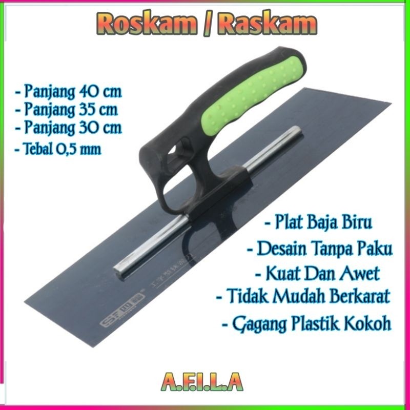 ROSKAM RASKAM TROWEL EPOXY ACIAN DINDING PLAT BAJA BIRU