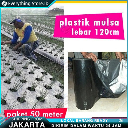Mulsa Plastik Hitam Perak 1 Roll (250m x 60-120cm) - Plastik Mulsa Pertanian Murah