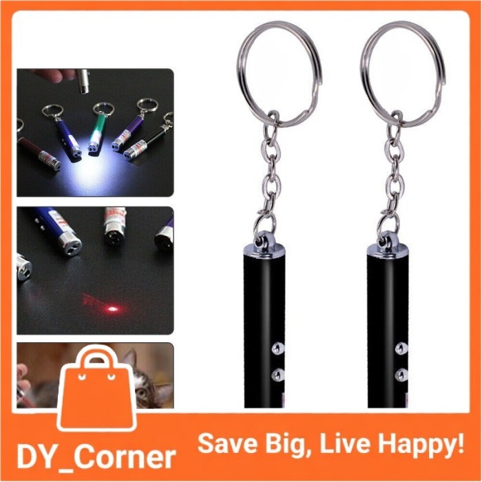 Gantungan Kunci Red Laser Pointer Tunjuk Senter Lampu Mini 2in1 2 in 1 Red Dot Mainan Anak Kucing An