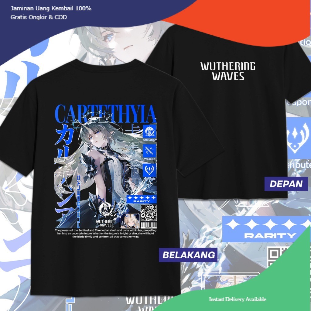 KAOS FLEURDERYS CARTETHYIA WUTHERING WAVES WUWA DB Kaos Fleurdelys Kaos Distro Anime Game Unisex Pri