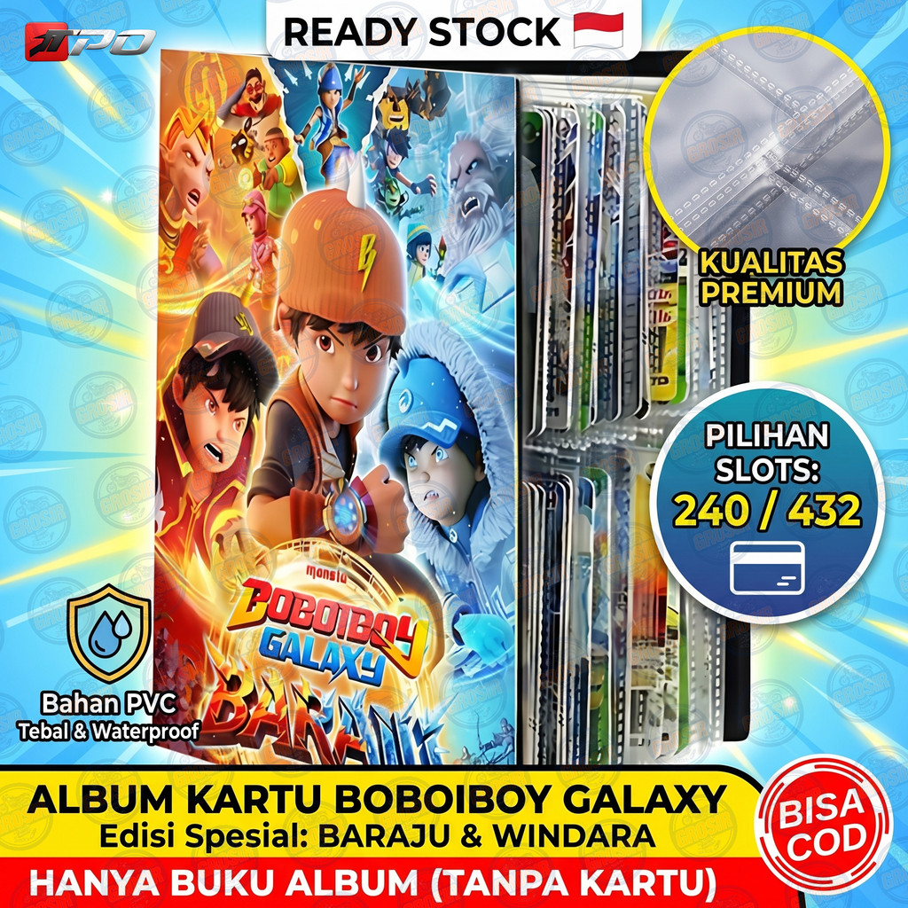 Album Kartu BoBoiBoy Galaxy Edisi Spesial BARAJU & WINDARA 240/432 Slots Binder Card Holder BoBoiBoy