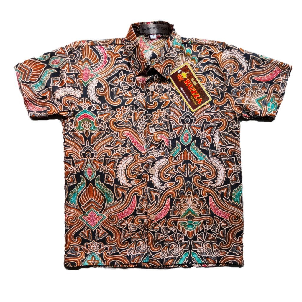 MEYA RUZZA Batik Anak Ukuran 0-15 Tahun Kemeja Motif Cirebon Peach Nude Seragam SD SMP Balita