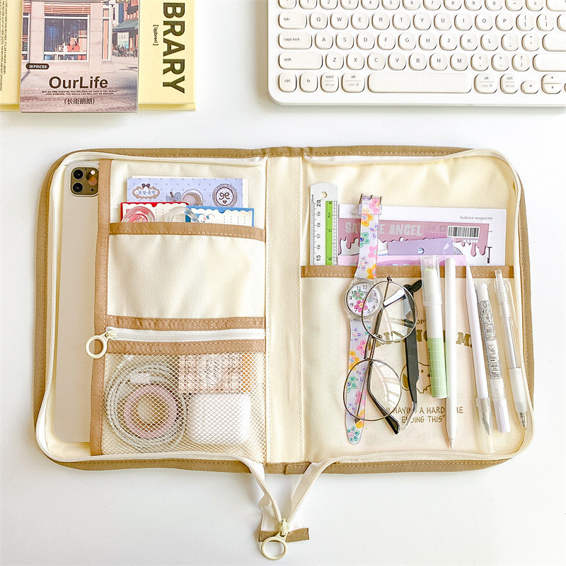 Cute Snoopy Tablet Pouch for iPad 11 Inch Cartoon Handbag with Multi Pockets Stationery Organizer Ba