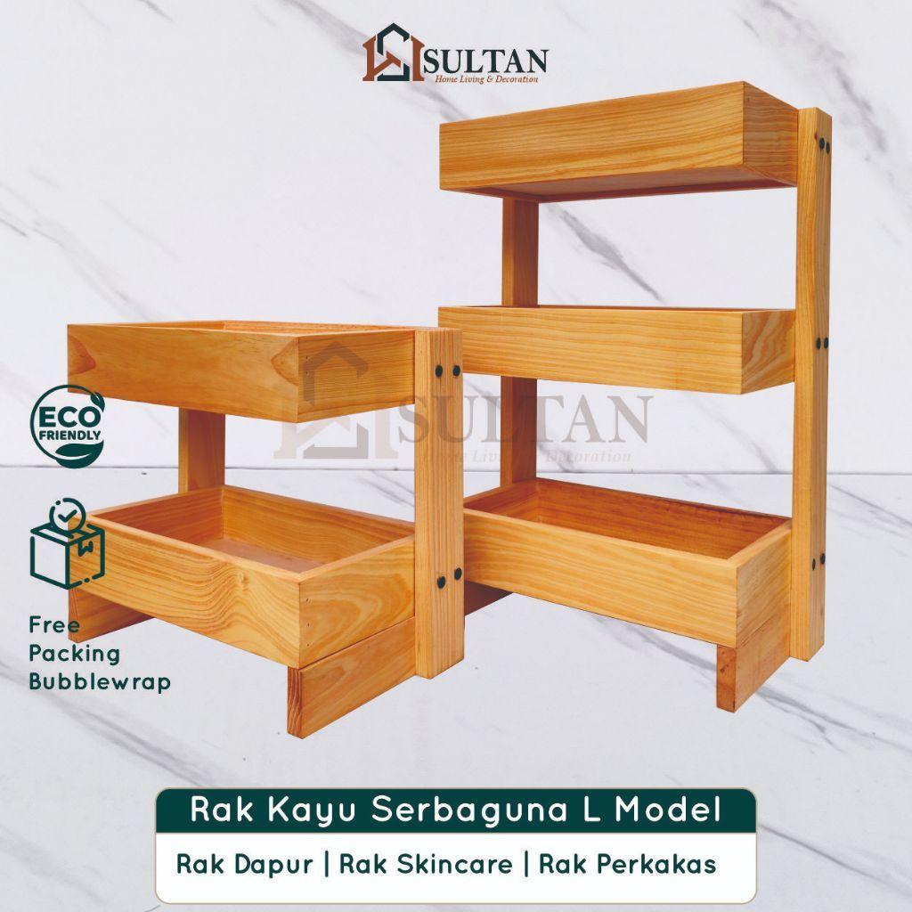 Rak Kayu Serbaguna Rak Bawang | Rak Skincare | Bahan Kayu Pinus Aestetik rak kayu