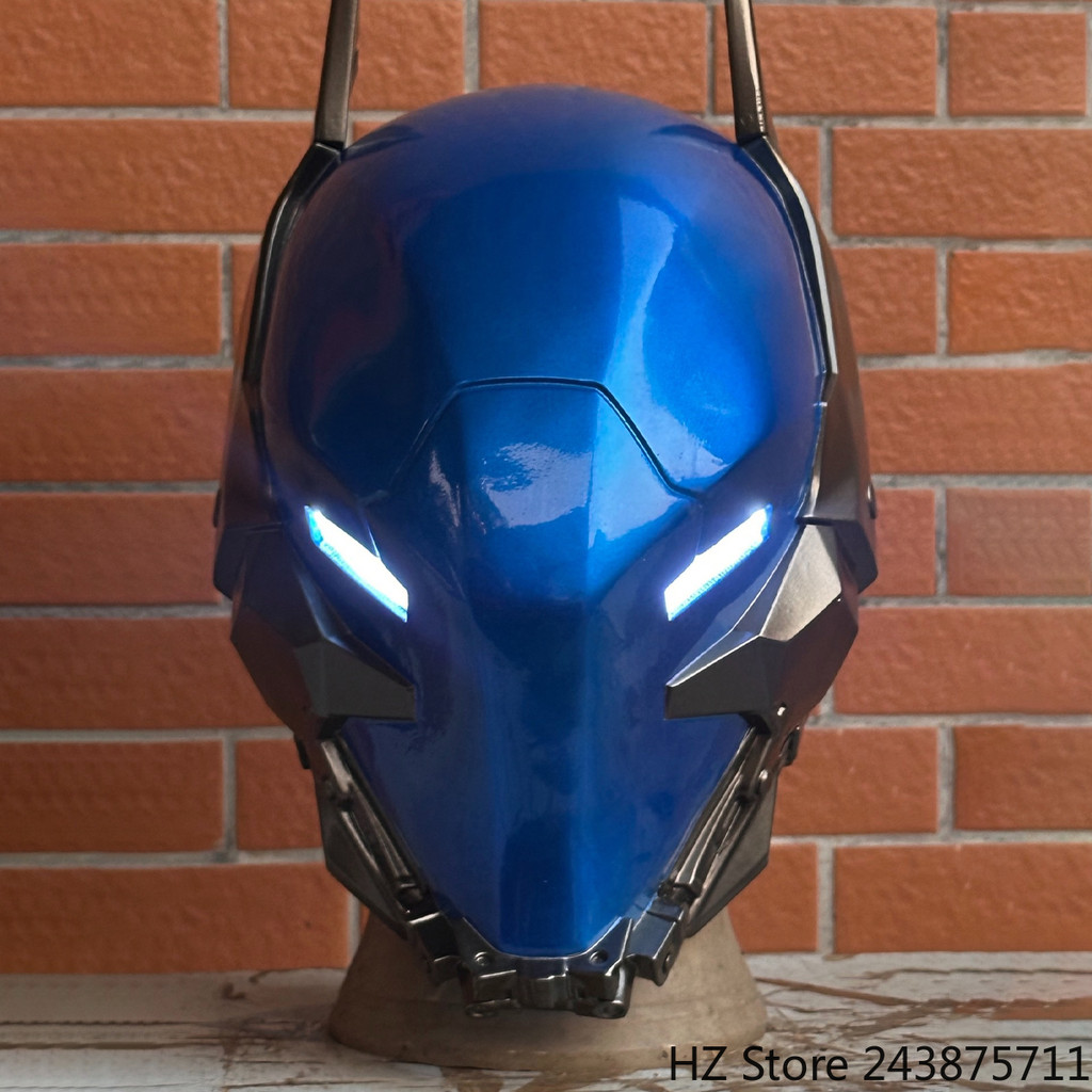 Blue Hood Arkham Knight Helmet: Led Eyes arkham knight mask Fiberglass Cyber Knight Helmet Halloween