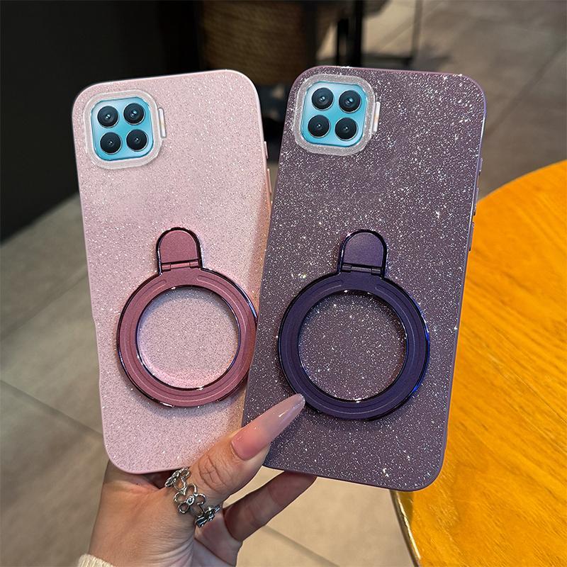 Soft Silikon Casing Hp Untuk OPPO Reno 4F Case Untuk OPPO Reno4 F Softcase Glitter Dengan Magnetik B