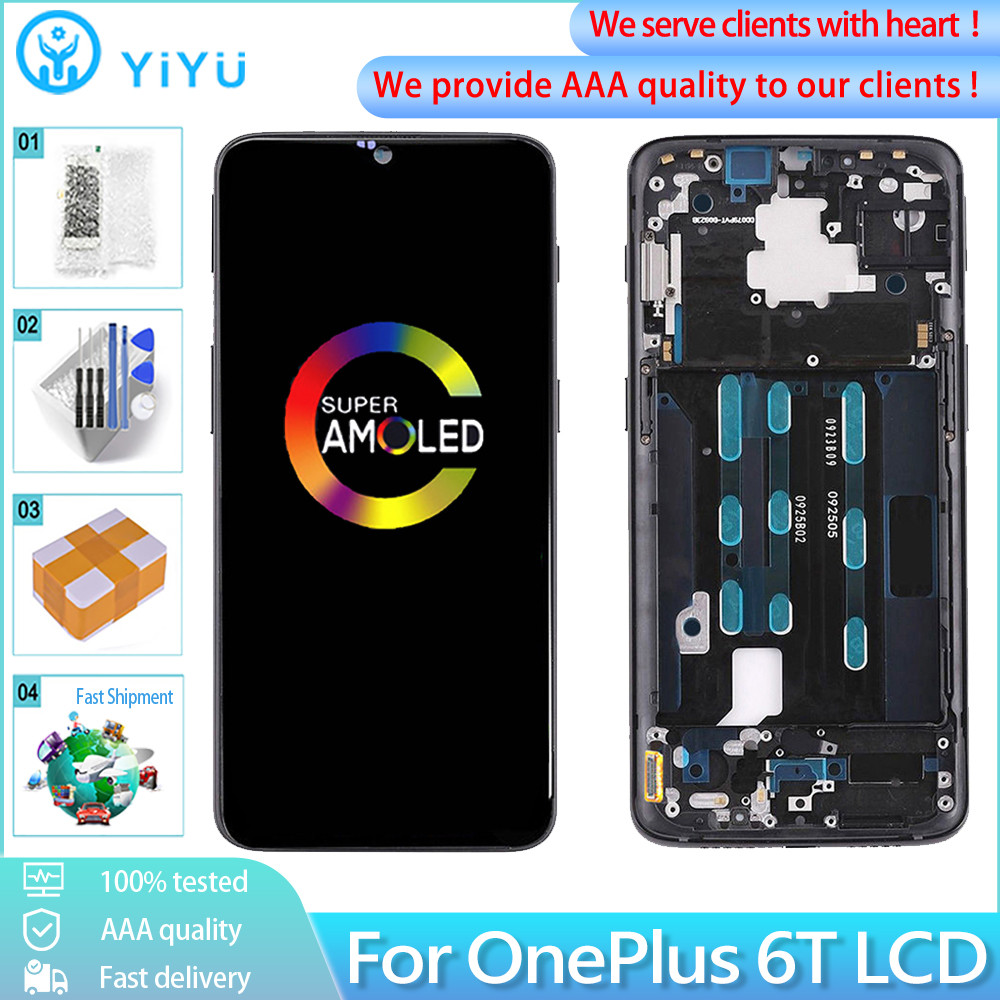 6.41" Original For OnePlus 6T LCD Screen splay Assembly Replacement Parts For One plus 6T AMOLED or 