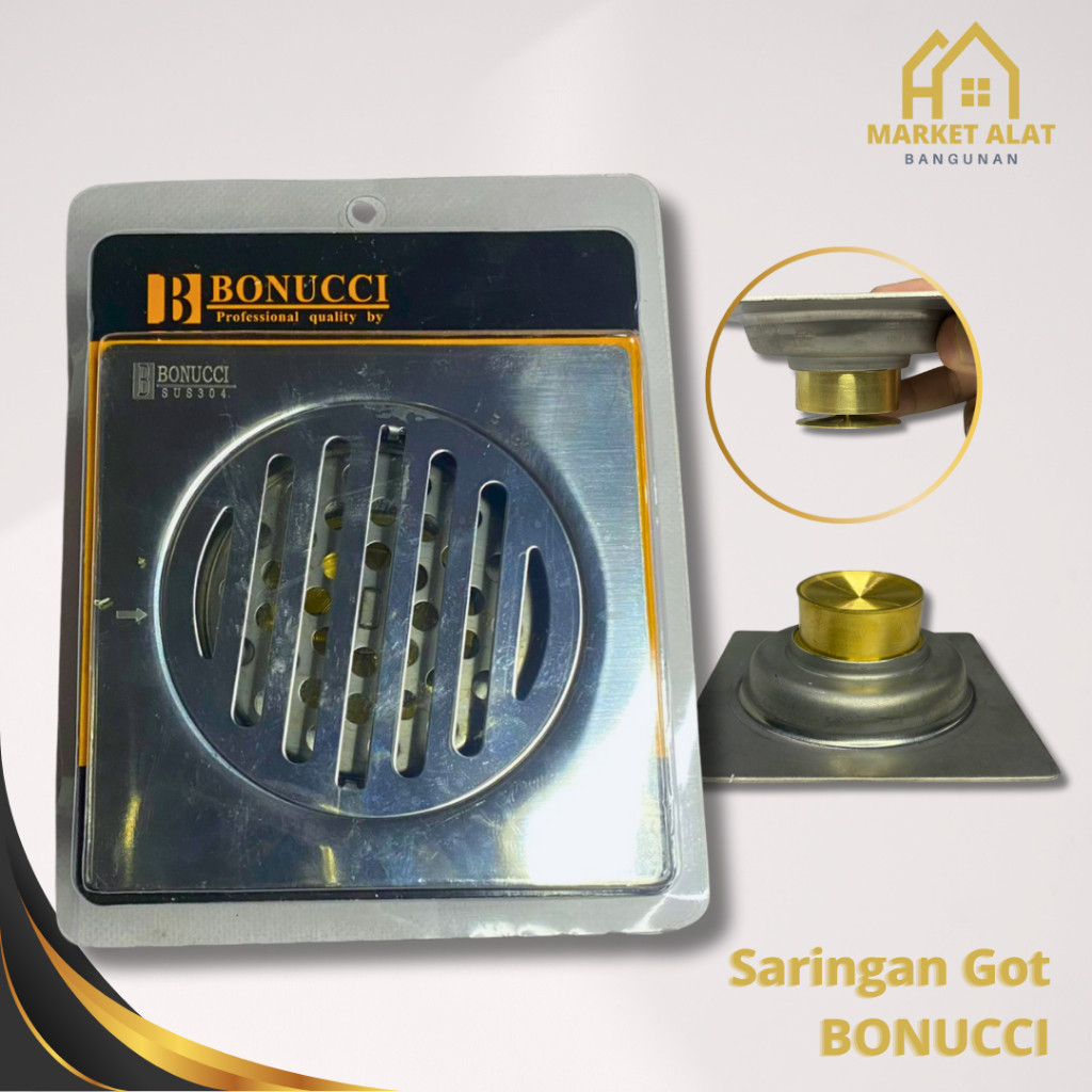 Saringan Got Stainless BONUCCI SUS 304 Tebal / Kuningan Floor Drain / Saringan Got Kamar Mandi