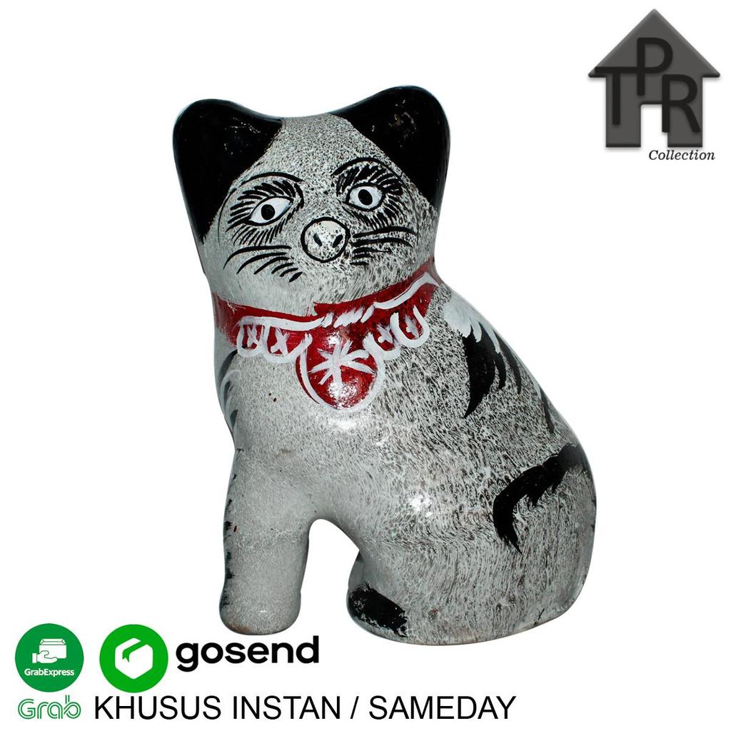 Gerabah Celengan Tanah Liat Tradisional Model Kucing T30 Finishing Spray Painting Cocok Sebagai Hadi