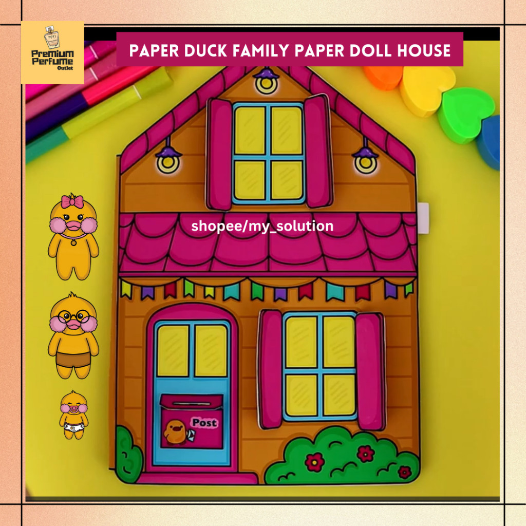 Paper Duck Family House Book Paper Doll House Book Laminated Paper DIY Educational Activities/ DIY M