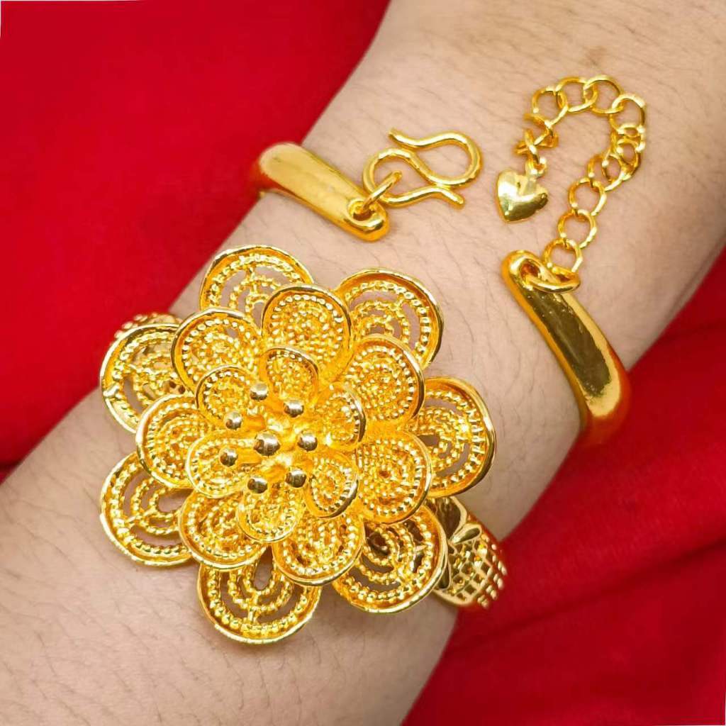 Gelang Tangan Titanium Bulat Bunga Kendari Gelang Dubai Lapis Emas 24karat Gold Dubai Xuping