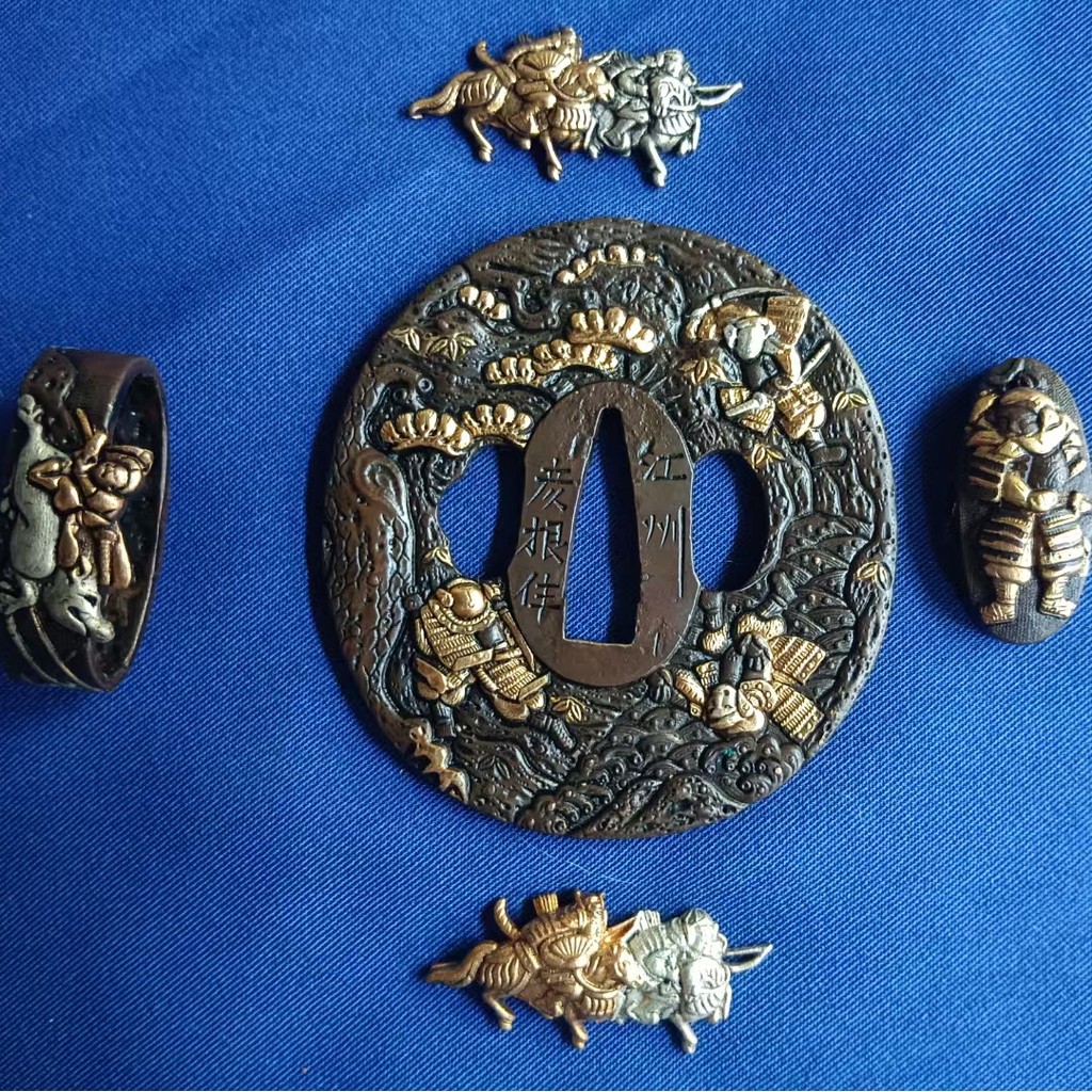 Home Decorate Sword Parts Set Blade Fitting Tsuba Fuchi Menuki Kashira 8 Warrior For Japan Samurai K