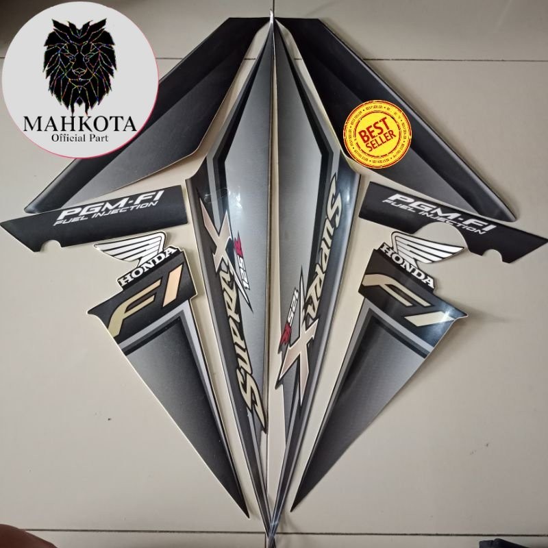 Striping Decal Polet Sticker honda supra x 125 r 2009 2010 pgm fi injeksi body abu hitam list body s