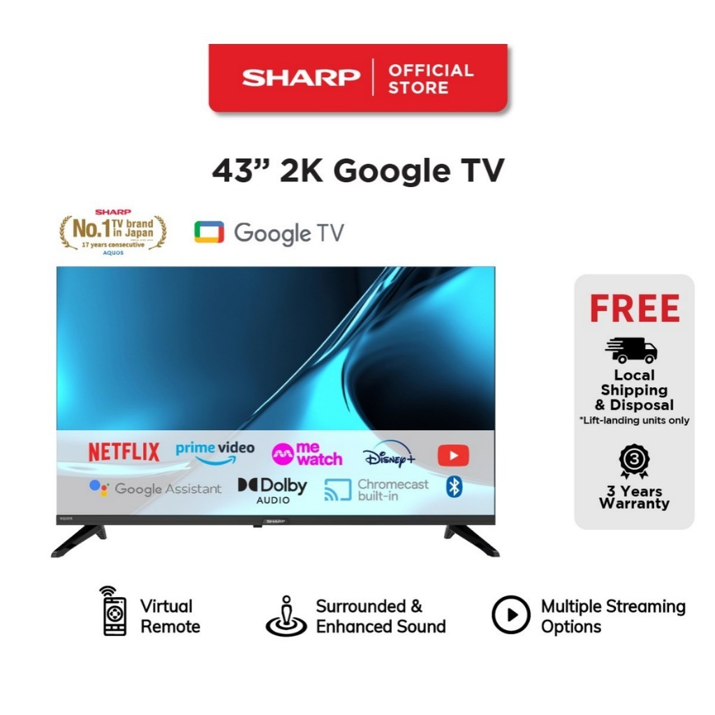 TV Sharp 43Inch Google TV FHD 2T-C43GH3000i / Tv Sharp 43" google android tv