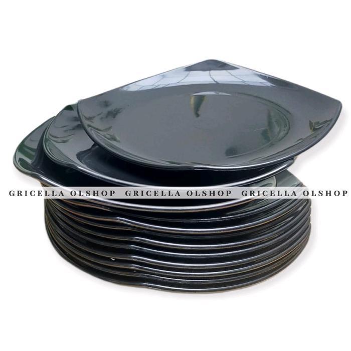 6PCS PIRING MAKAN MELAMIN ASLI SNI MODEL TEPLEK BESAR DAN TAHAN PANAS - hitam