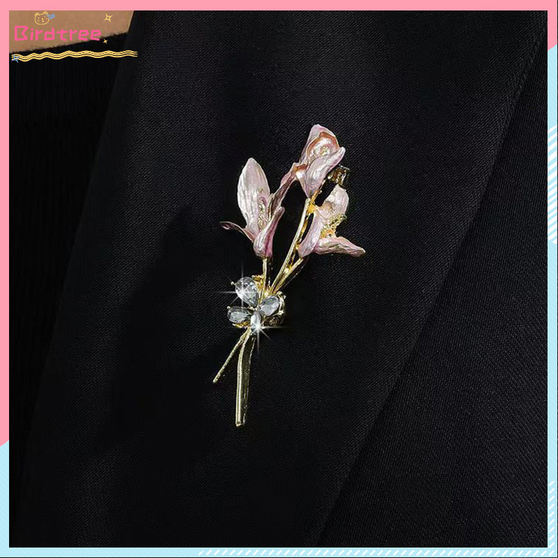 COD Bros Bunga Lili Gaya Prancis Pin Bunga Elegan Pin Selendang Klip Blus Anti-Terbuka untuk Wanita