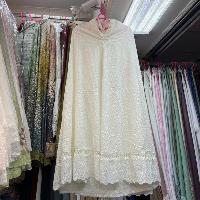 (KATUN RUBIAH) MUKENA KATUN ADEM NYAMAN RINGAN FULL BORDIR Katun Putih Atasan Renda Muslim Dewasa - 