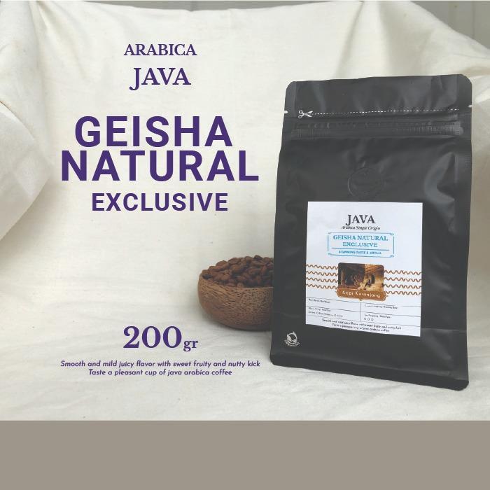 Arabica Java Geisha Natural Exclusive Kopi Bean, Bubuk 100-200gr - Geisha 200g, Bubuk Sedang
