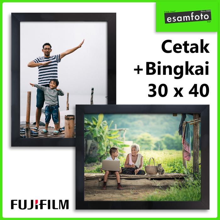 Cetak+Bingkai 12R 30x40 Foto Frame Figura Minimalis Standard - Putih