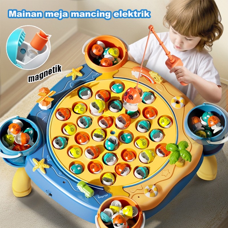 JONSTORE Mainan Mancing Ikan Magnet Pancingan ikan Set Lengkap Mainan Anak Maina Pancing ikan Mainan