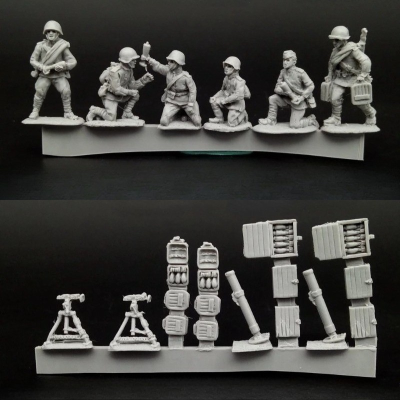 1/72 Scale ecast Resin Figure Model Kit Soviet Mortar Crew and Ammo 6 Figures Unpainted
