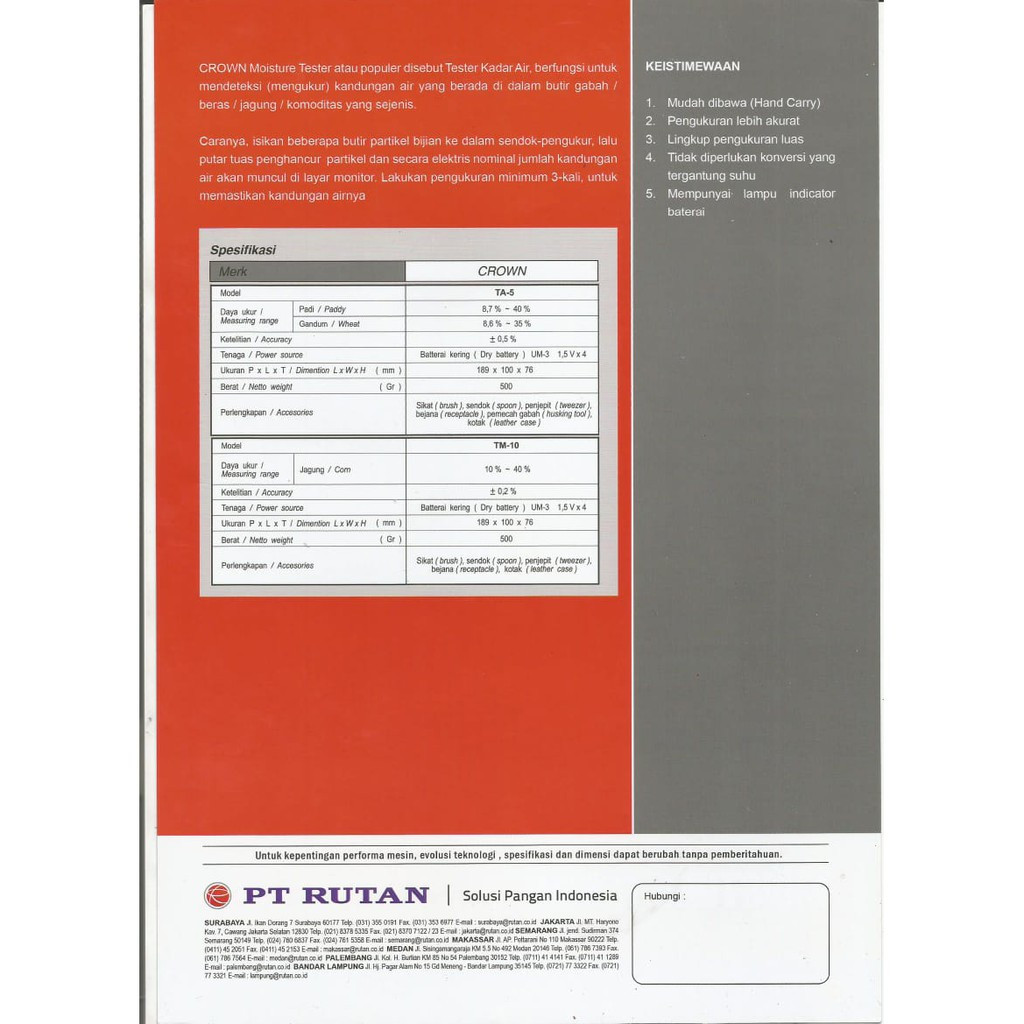 NEW Alat Ukur Kadar Air Padi TA5 CROWN / Moisture Tester Alat Tes kelembaban Padi Gabah Gandum TA-5 