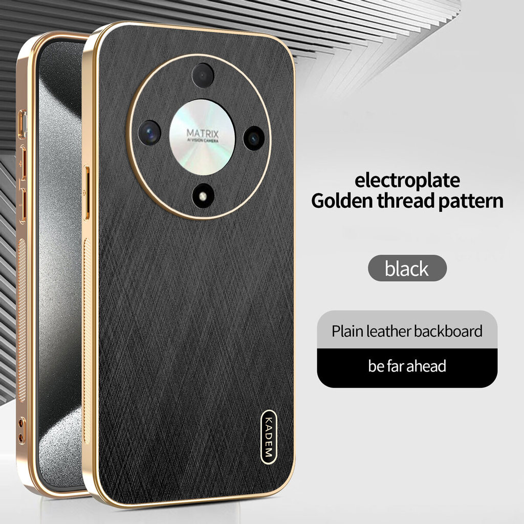 For Honor X7A Case Electroplated Frame PU Leather Backboard Non-Slip Grip Shockproof Back cover