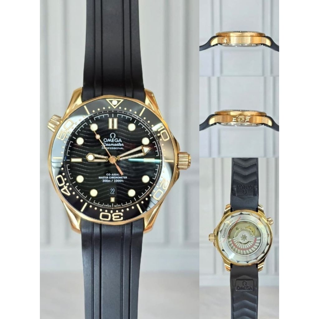 JAM TANGAN PRIA OMEGA DIVER 300M STRAP RUBBER AUTOMATIC JAPAN STAR COLLECTION
