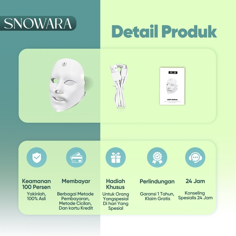 READY SNOWARA  Led Masker Wajah Masker LED PDT Light 7 Warna Alat Facial Wajah Terlengkap Alat Peraw