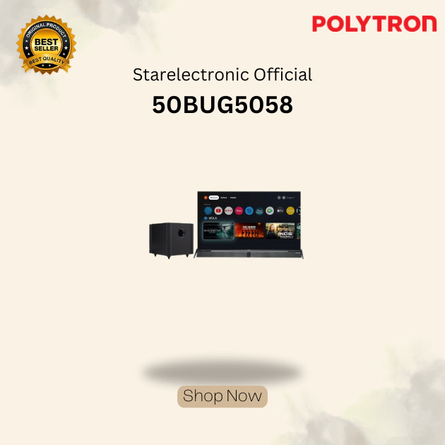 Polytron 50BUG5058 Smart Google TV 4K UHD 50 Inch Resolusi 4K HDR Dolby Vision Cinema Soundbar Speak