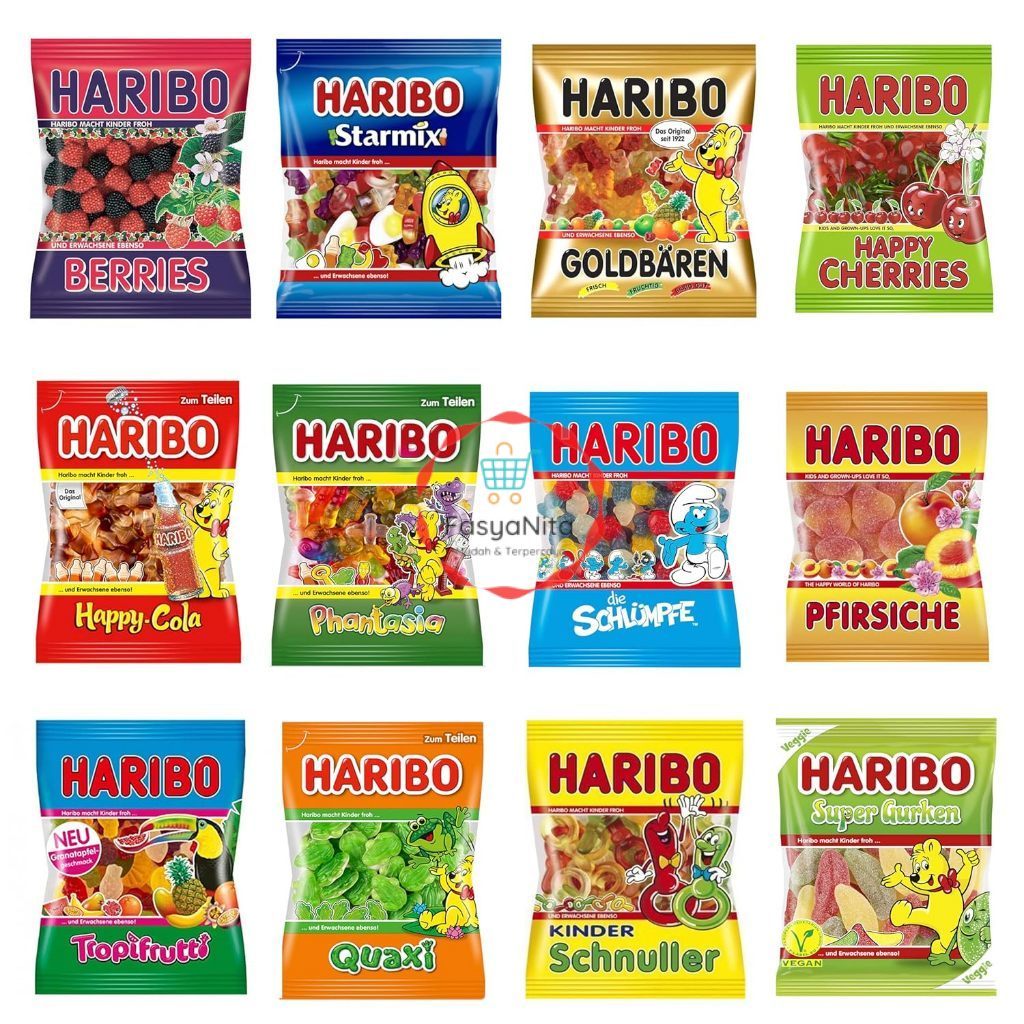 Permen Import Jerman / Gummy Jelly Candy Haribo German 80 Gr & 160 Gr Varian Gold Bears, Happy Cola,