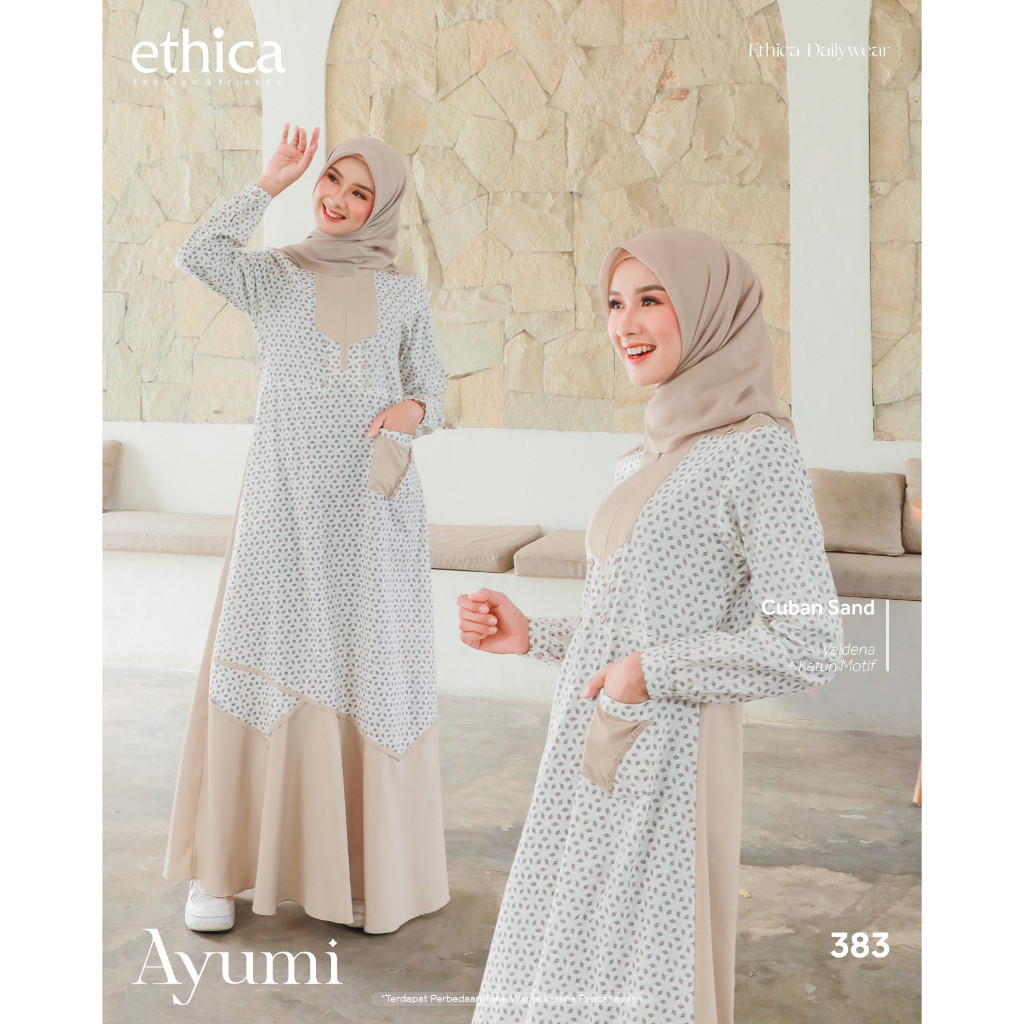 DRESS ONLY ETHICA ORIGINAL AYUMI 383 CUBAN SAND AYUMI 383 BROWN GAMIS ELEGAN DEWASA GAMIS ETHICA GAM
