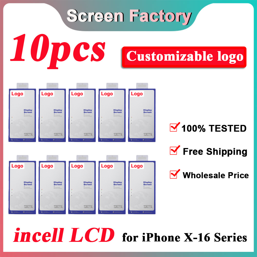 10 Pcs untuk iPhone X XS XR 11 12 Mini 13 14 Pro Max 15 Plus Incell LCD Display Digitizer Assembly P