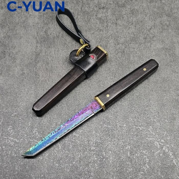 Tanto Damascus Knife FBJTR Stainless Steel Pisau Lipat EDC Outdoor Survival Tajam