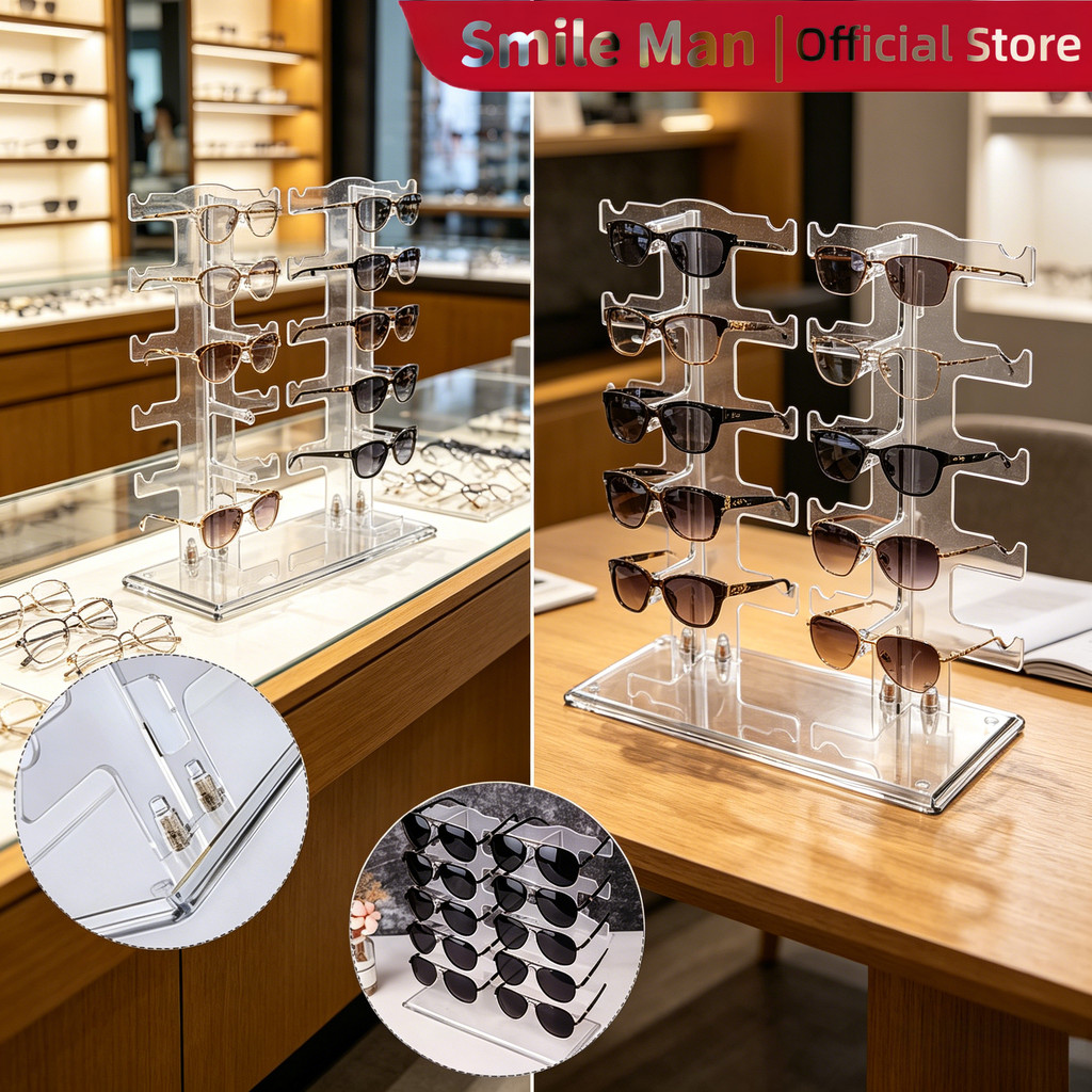 Rak Display Kacamata Akrilik Transparan untuk Toko Optik