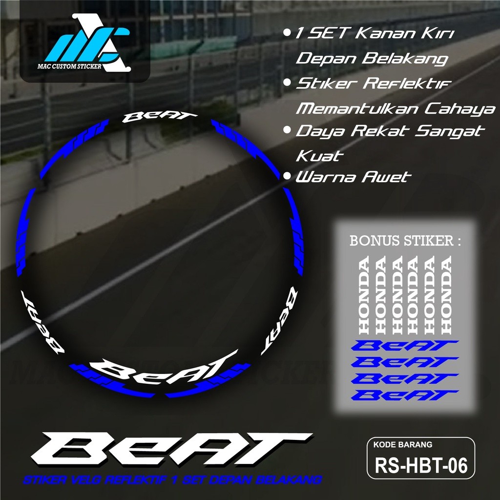 CUTTING STIKER LIS VELG BEAT- AKSESORIS STIKER PELEK RODA BAN BEAT REFLEKTIF - RS HBT 06