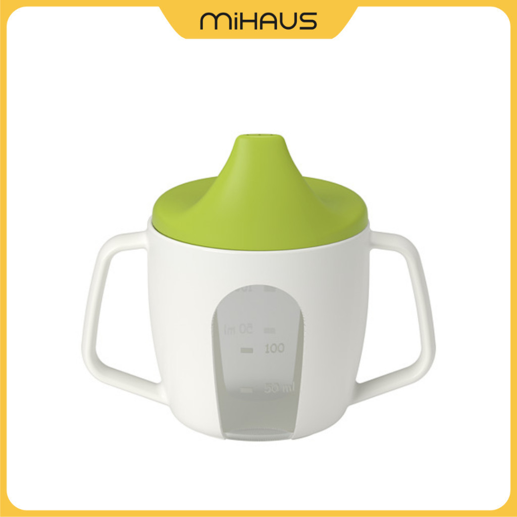 EXCLUSIVE IKEA BORJA Cangkir bayi / Gelas isap untuk anak hijau / putih  BR273