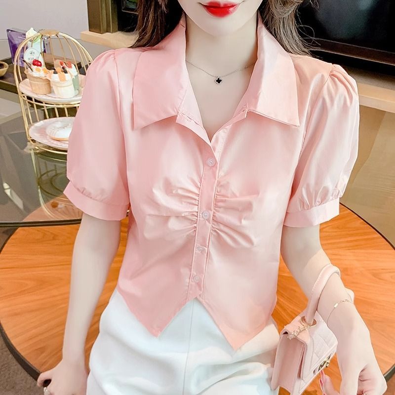 Women's Short-Sleeve T-Shirt 2026 New Style Irregular Puff Sleeve Top